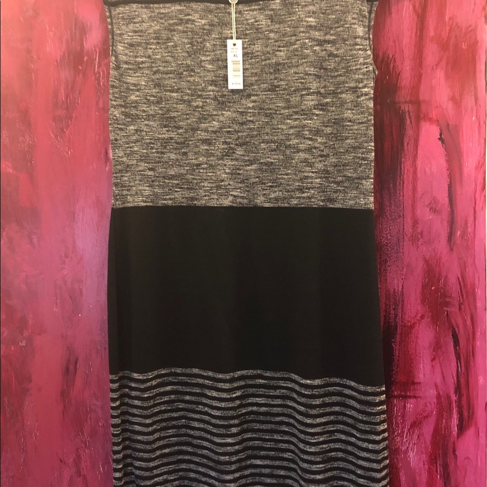 Max Studio Grey Marled Striped Knit Dress XL - Picture 6 of 6